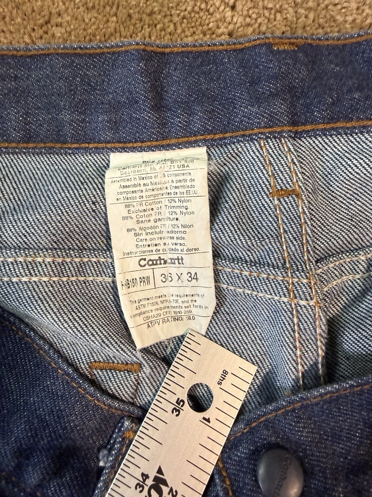 Carhartt FR 36×34 (35×33 Actual) Flame Resistant Jeans