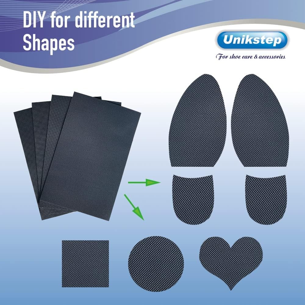 Unikstep 4 Pieces Shoe Sole Protectors, Bottom and Heel Anti Slip Black
