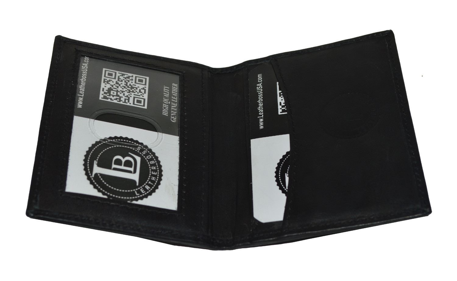 Leatherboss Mens Leather Wallet SIMPLE Bifold w/ID Window NEW