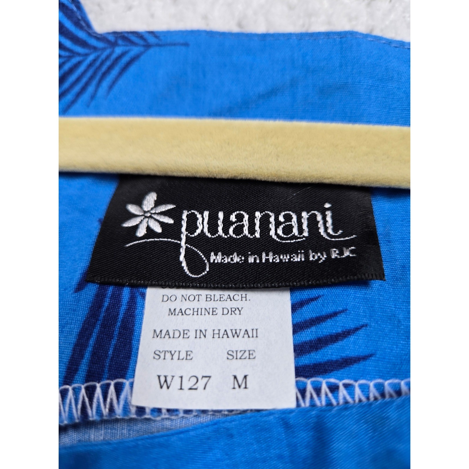 Blue Tropical Martini Print Cotton Dress Made in Hawaii Medium Vacation Resort