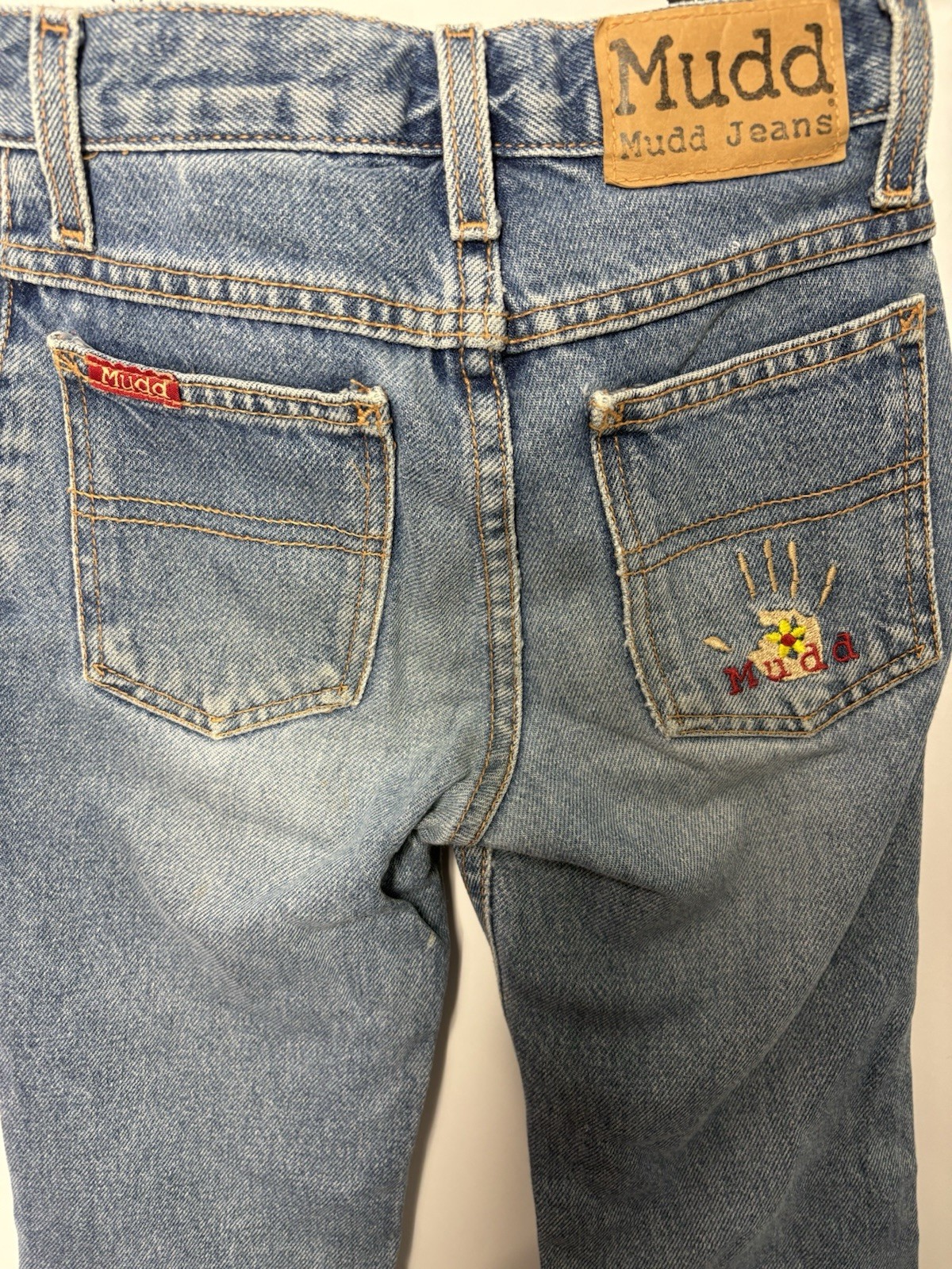 Vintage Y2K Mudd Jeans Girls Size 7 Light Wash 100% Cotton Low Rise Denim 90s