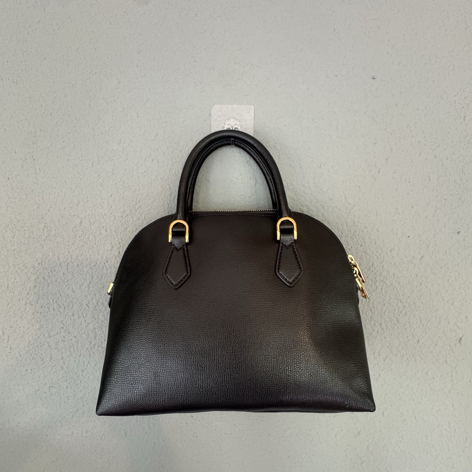 Fossil Black Bri Dome Satchel SHB3256001 Leather Purse with Gold Accents Zip
