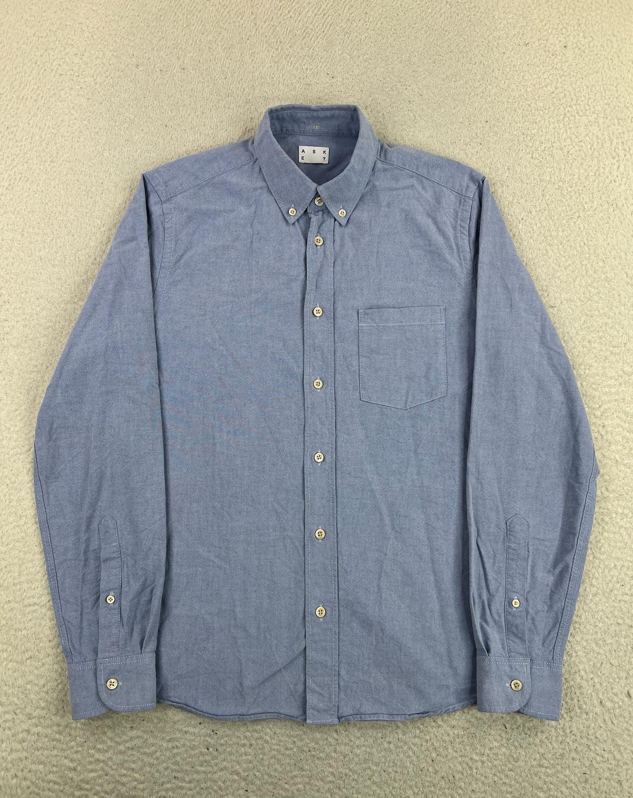 ASKET Shirt Mens Small Blue Oxford Button Down Long Sleeve Cotton Casual