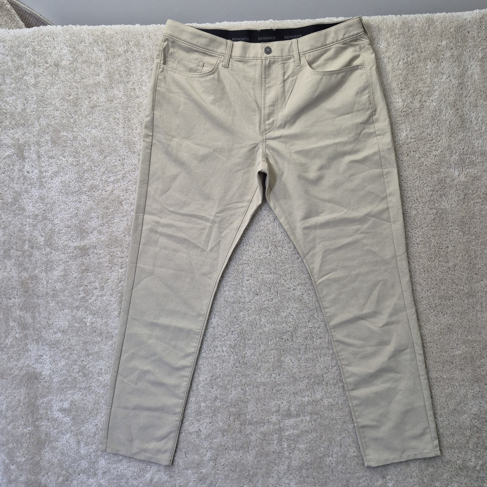 Bonobos Golf Pants Mens 38/32 Slim Tapered Beige Performance Stretch Chino