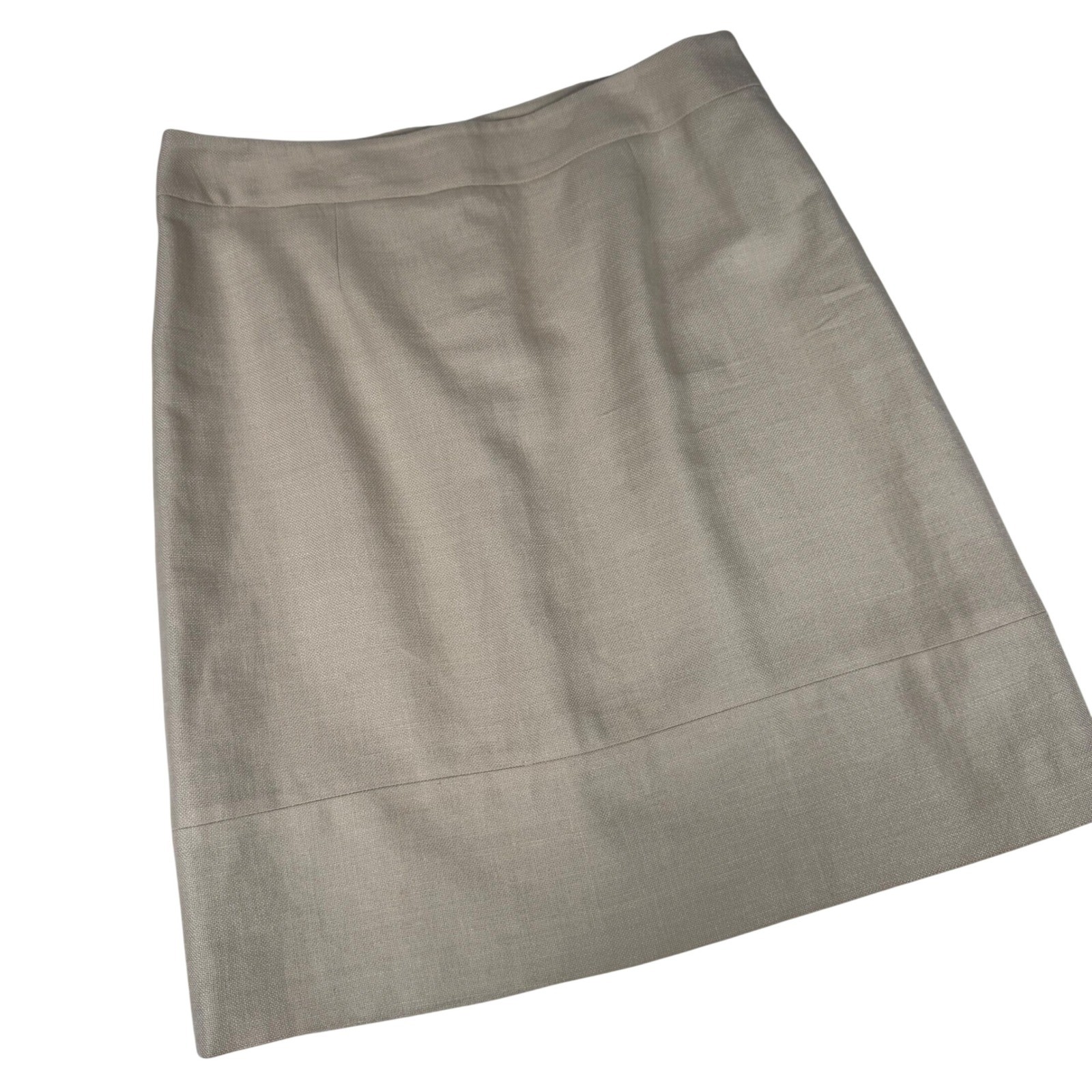 Brooks Brothers Skirt Womens 12 Tan Silk Linen Wool Blend Italian Fabric Luxury