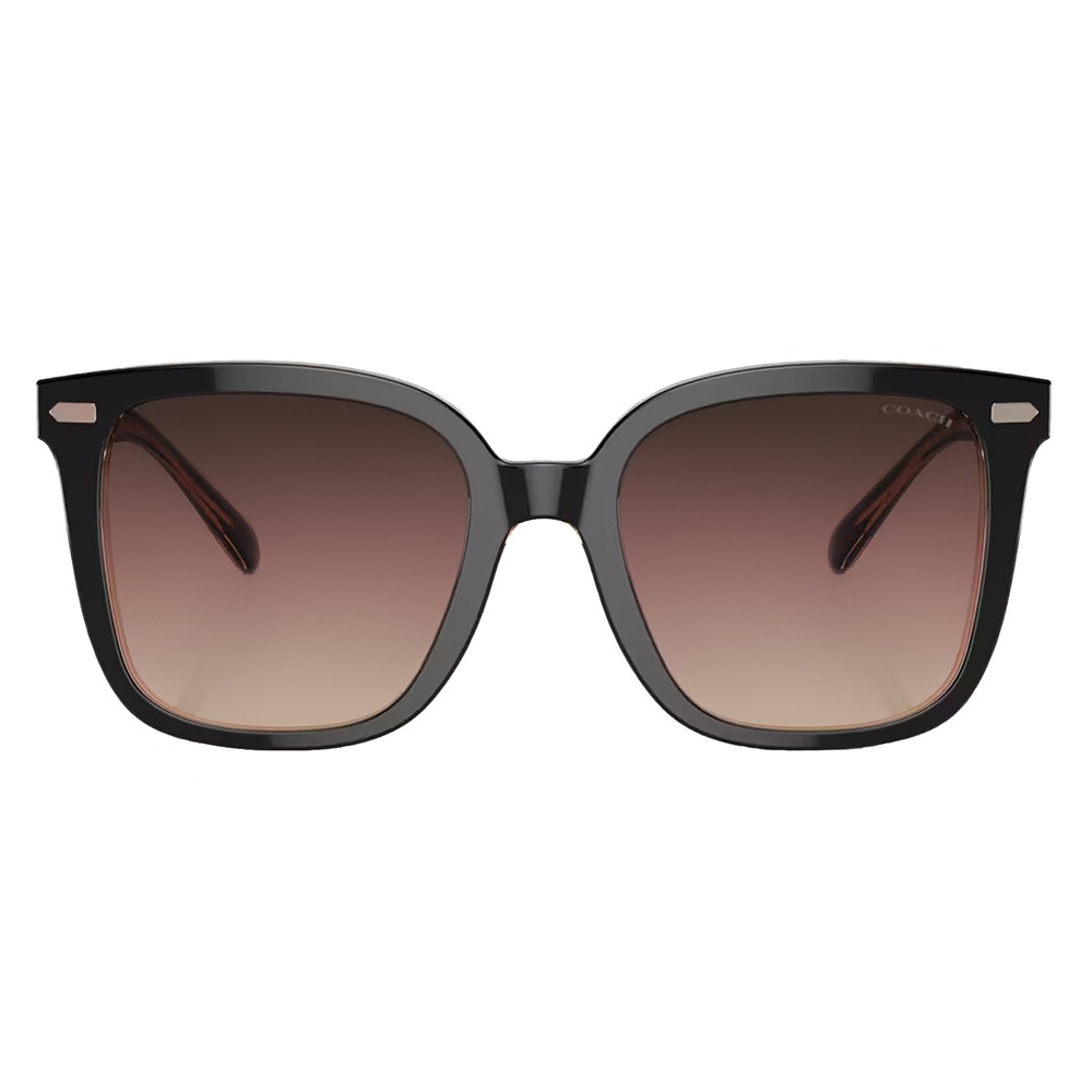 Coach HC 8381U 5781E2 Black Plastic Square Sunglasses Purple Gradient Lens