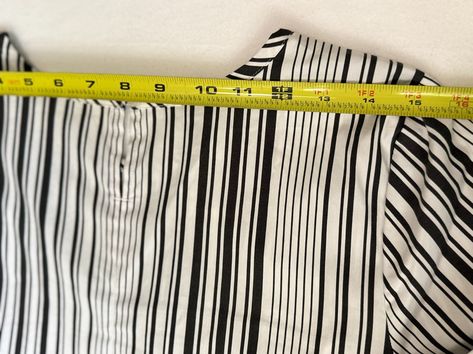 Talbots Petites SP Black White Stripe Tie Waist Long Sleeve Blouse Cotton