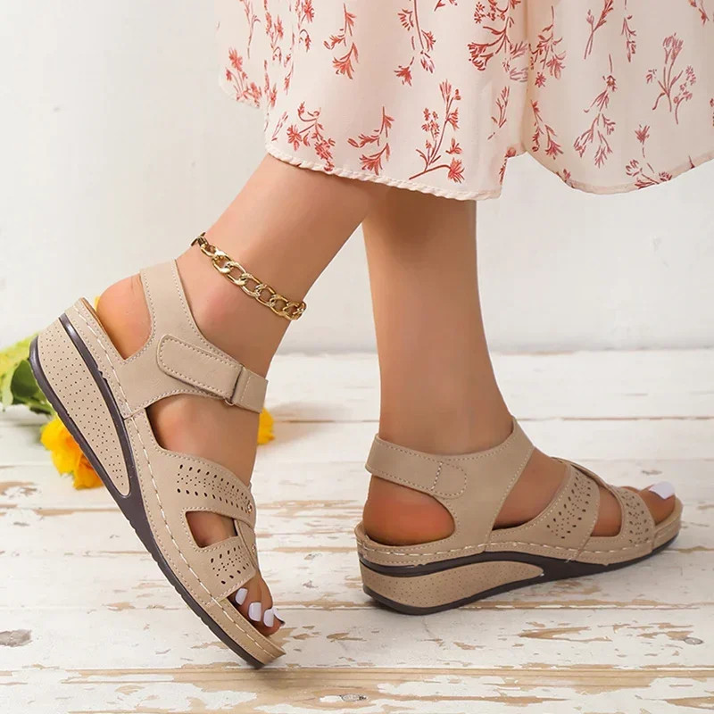 Womens Plus Size Wedge Sandals Platform Comfort Walking Non Slip Beach Shoes