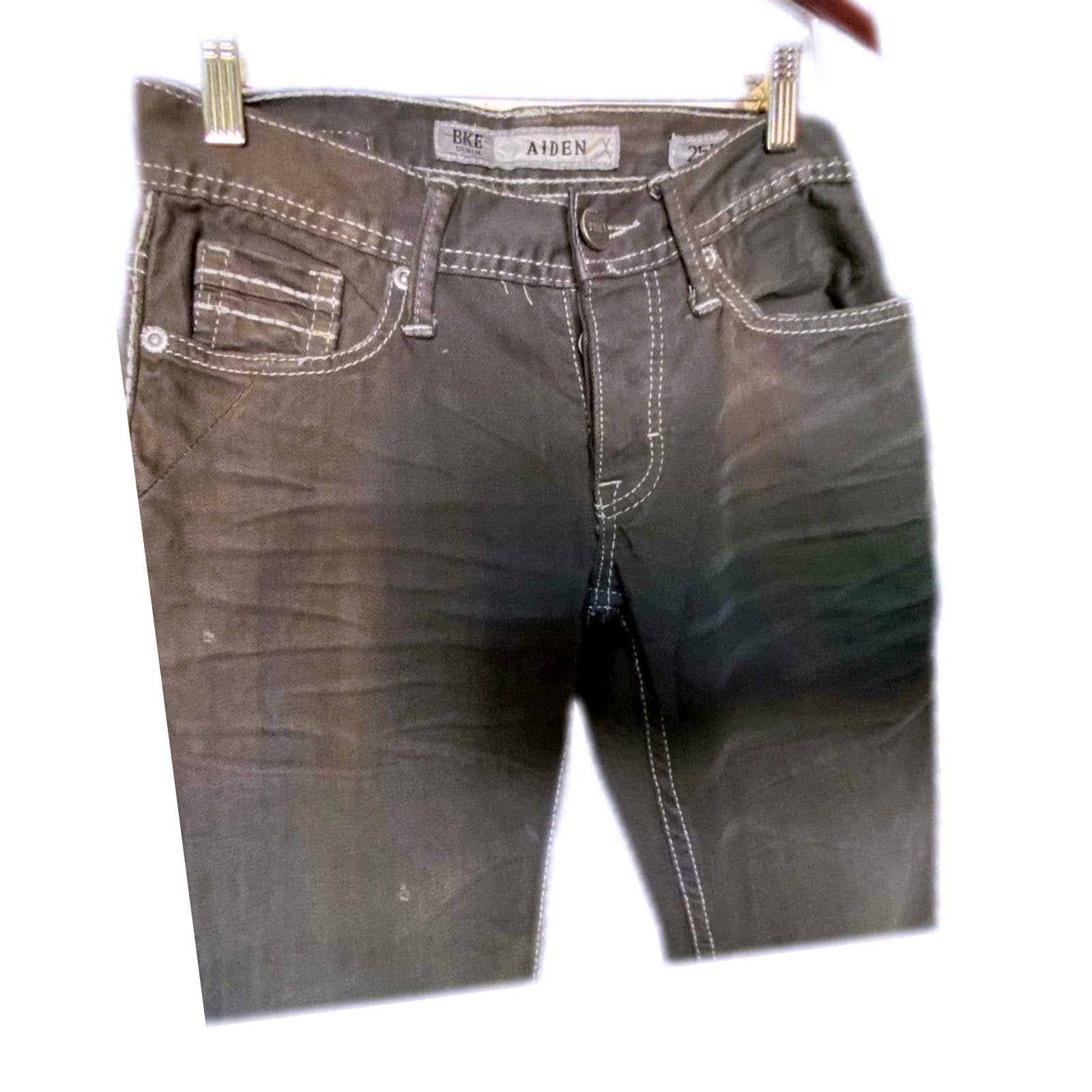 BKE Aiden Black Bootcut Jeans Size 25 Contrast Stitch Whiskered Denim