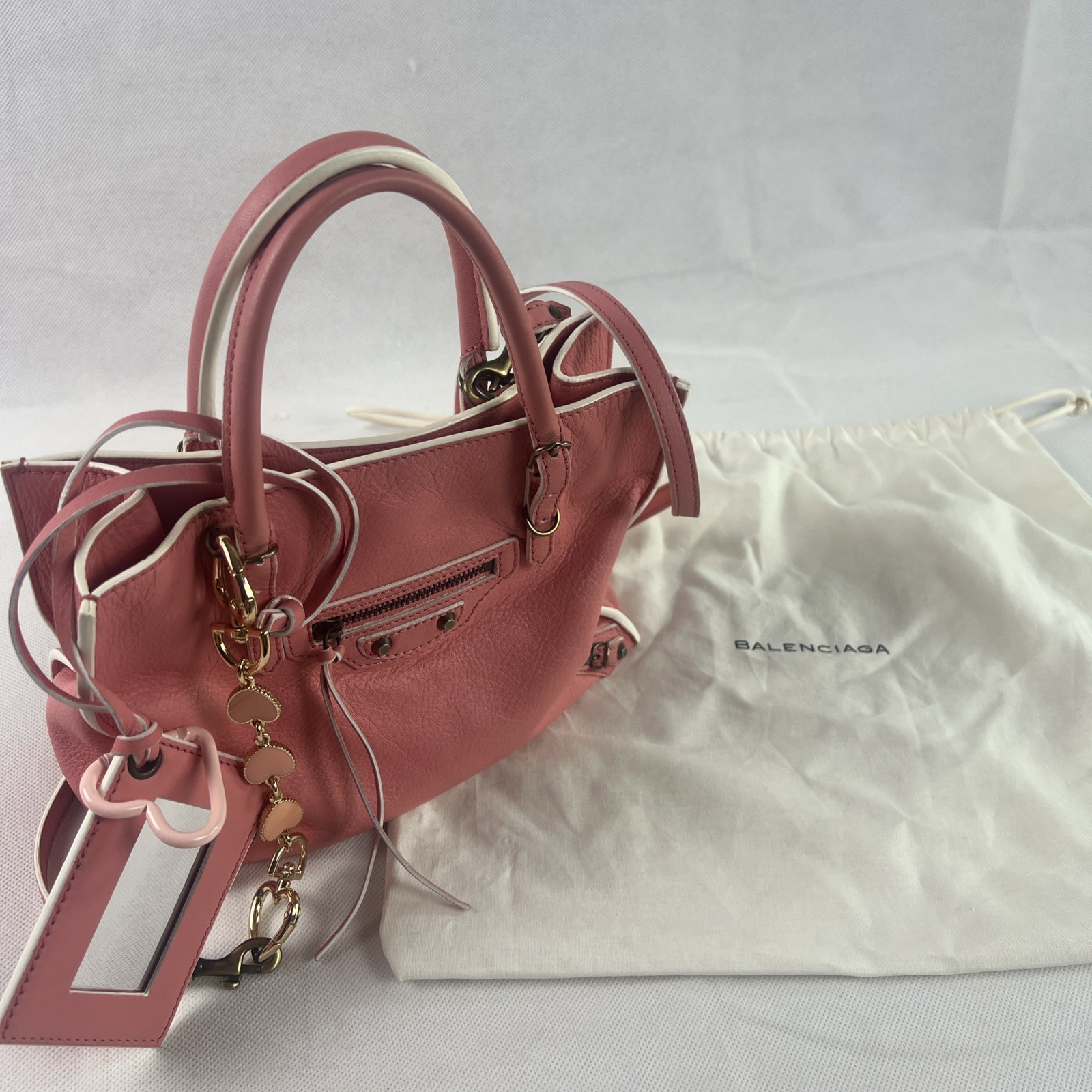 Balenciaga Leather Papier A4 Tote Bag Mini 2013 Pink Heart Rare Colour