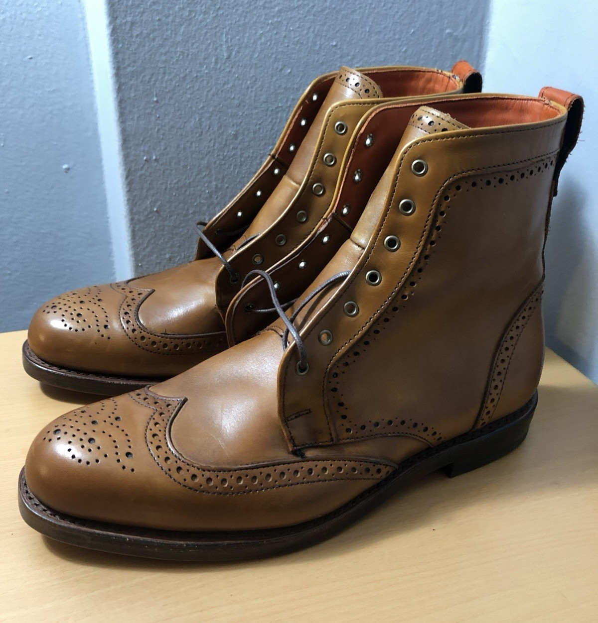 Allen Edmonds Dalton Walnut Brown Leather Wingtip Brogue Men 8.5 3E EEE New