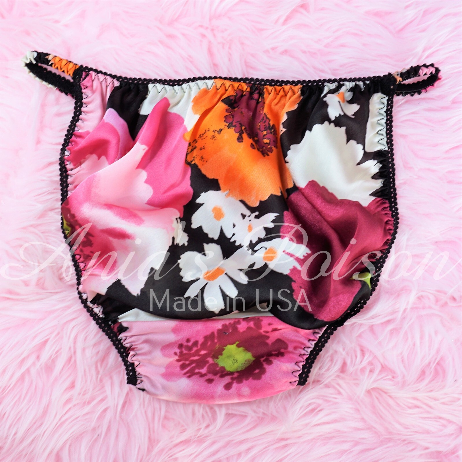 Sissy Satin Panties for MEN silky soft Black floral string Bikini Or bra skirt