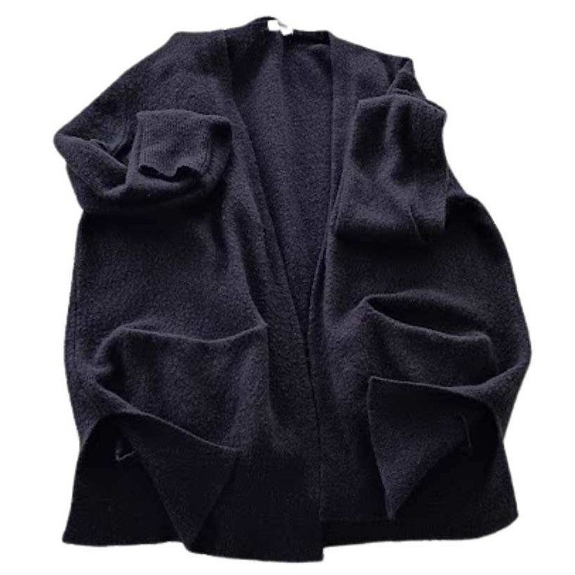 Madewell Charcoal Heathered Knit Open Front Long Sleeve Cardigan Sweater Pockets