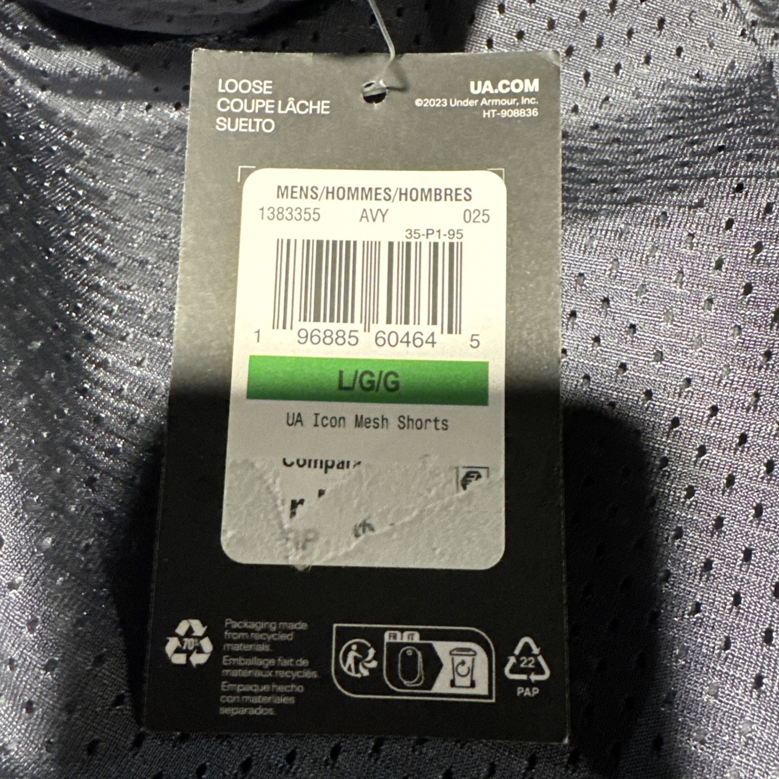Under Armour 5″ Icon Mesh Shorts LARGE Retro Mid Thigh W/ Pockets Gray NWT GREY