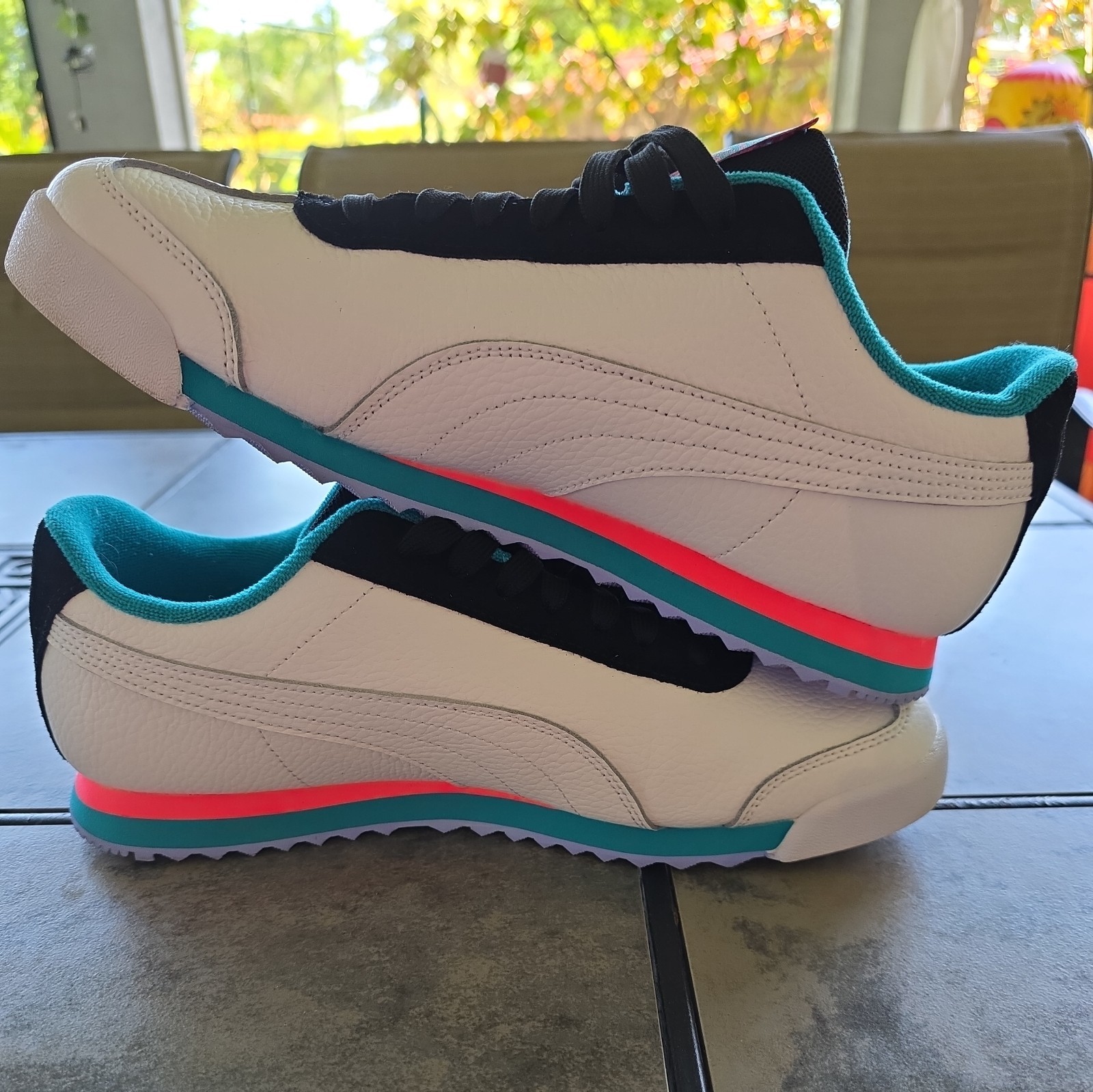 Size 11M Puma Roma Low White/Black/Teal 389056-01 No Box!!!