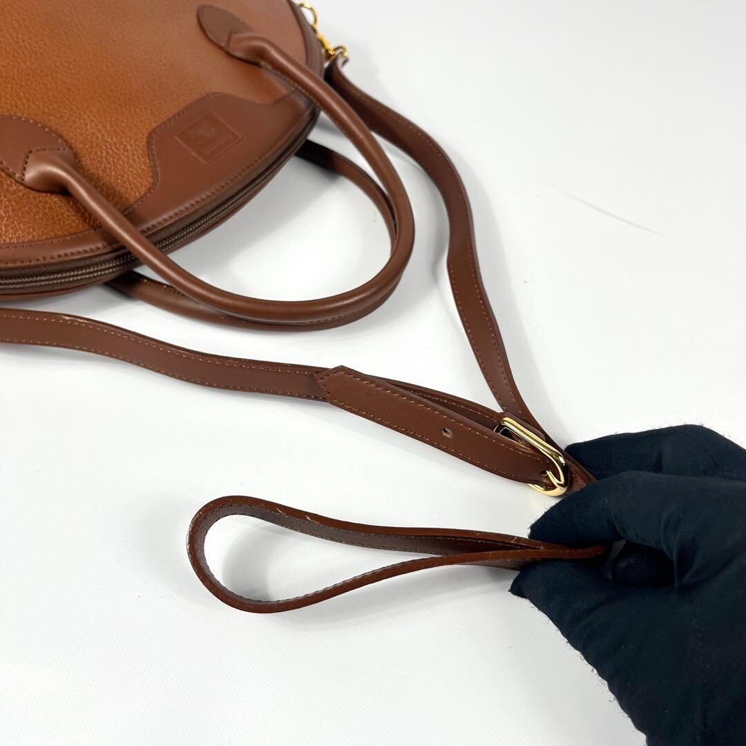 Burberrys 2Way Nova Check Leather Shoulder Bag Brown Auth