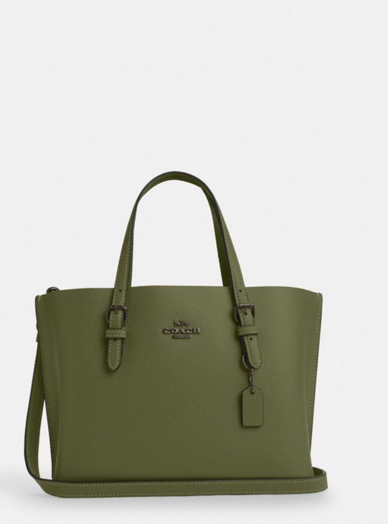 COACH Mollie Tote 25 Canvas Leather Shoulder Bag in Military Green