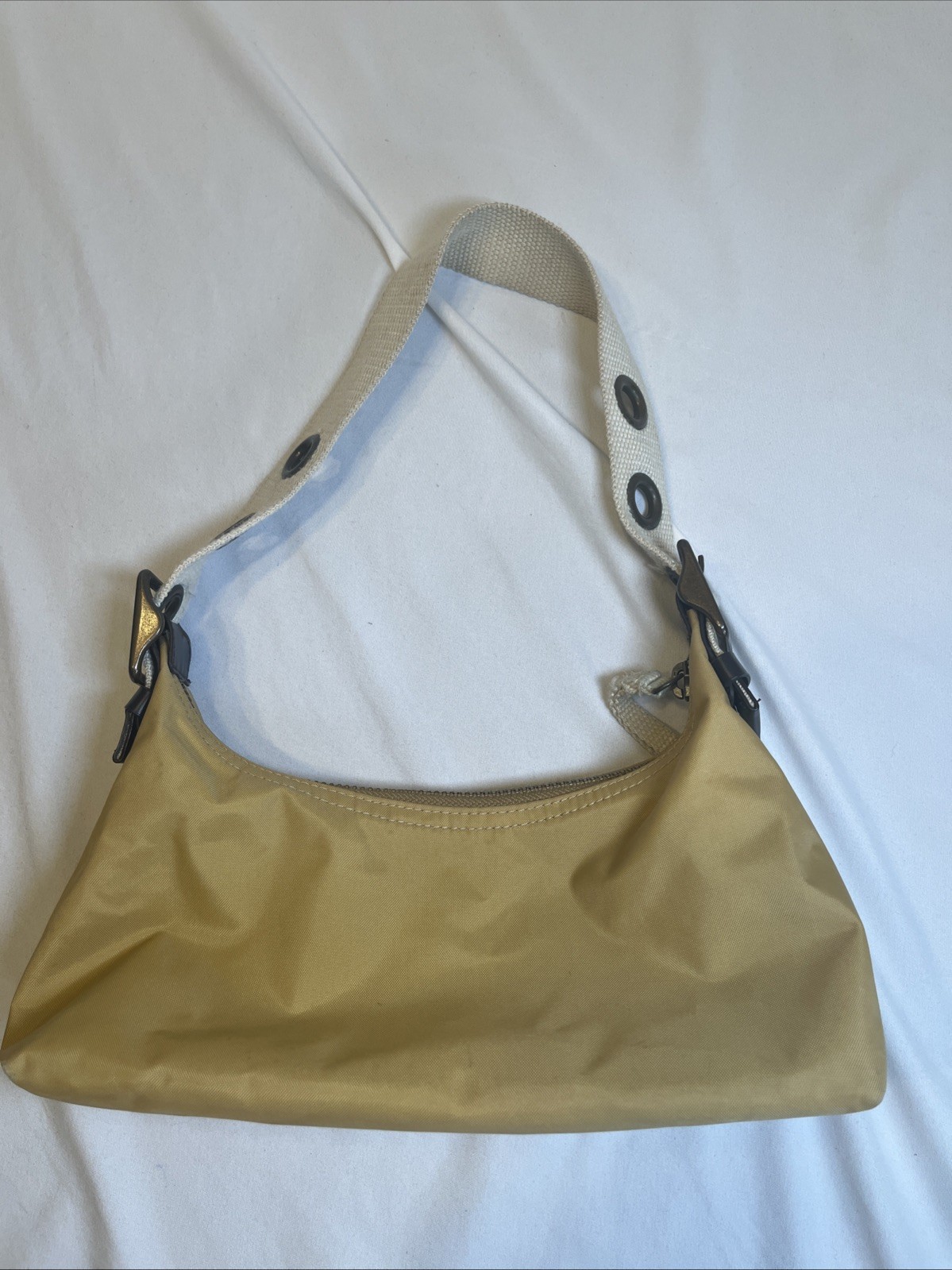 Gap Tan Shoulder Bag Mini Purse Y2K Zip Shut 9.5 x 4.5 Inches Canvas Strap