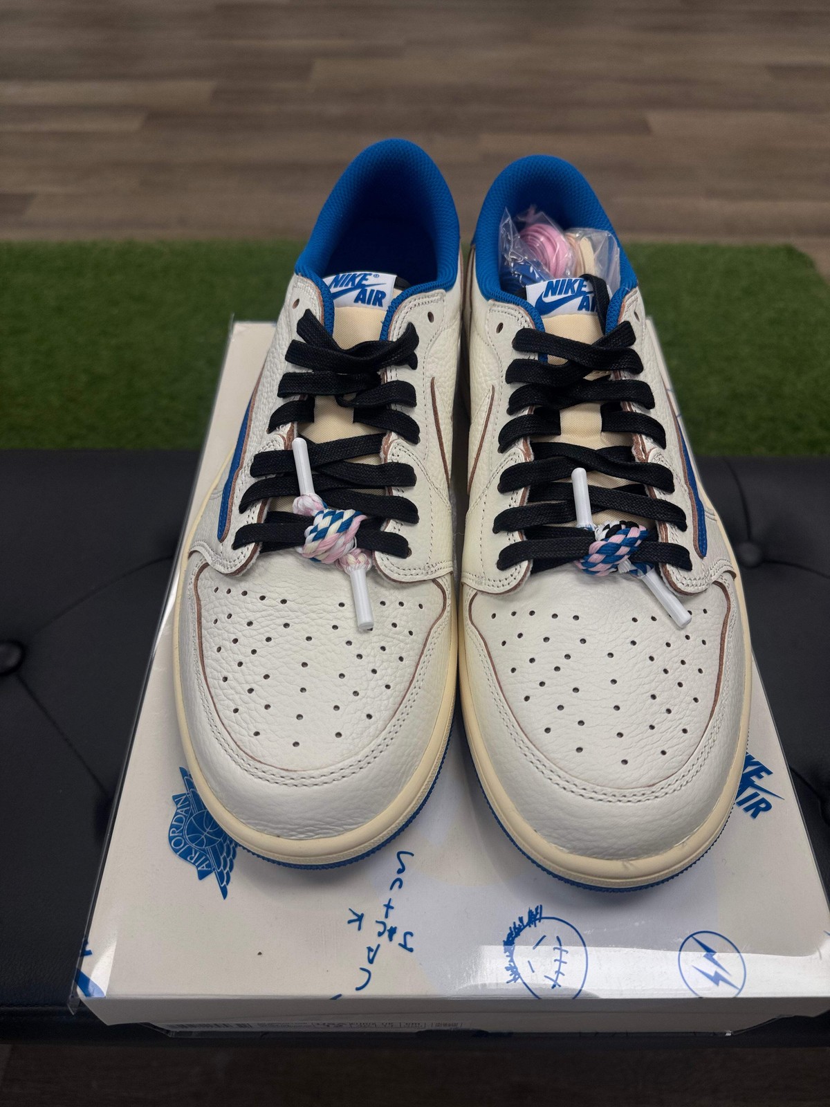 Jordan 1 Retro Low OG SP Fragment x Travis Scott Sail Military Blue – Size 14