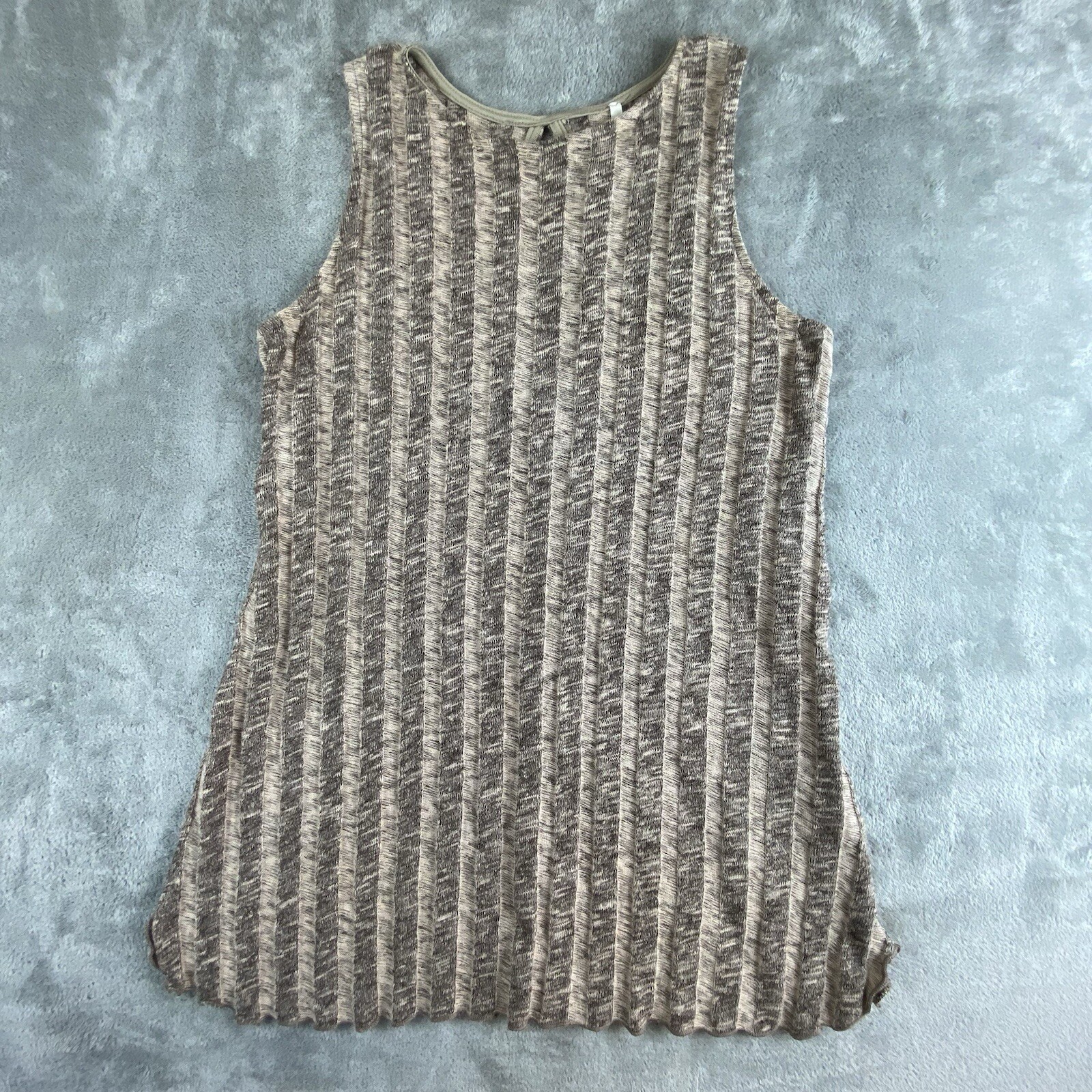 Lime N Chili Top Womens Large Pink Knit Ribbed Sleeveless key Hole Back Casual