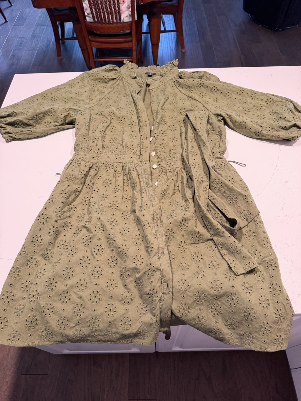 Ann Taylor Women’s Dress, Size 14, Green Eyelet Design
