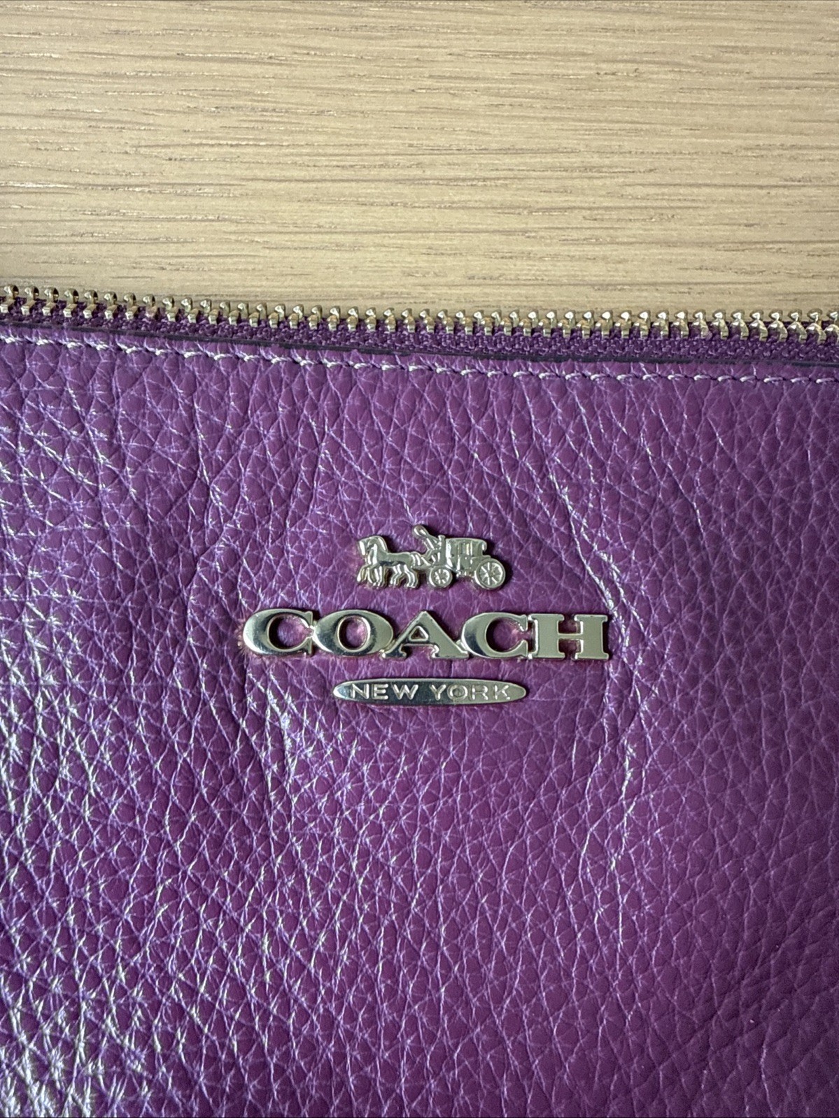 Coach Pebbled Leather Ava Chain Tote Dark Berry with Gold Hardware Style F87775
