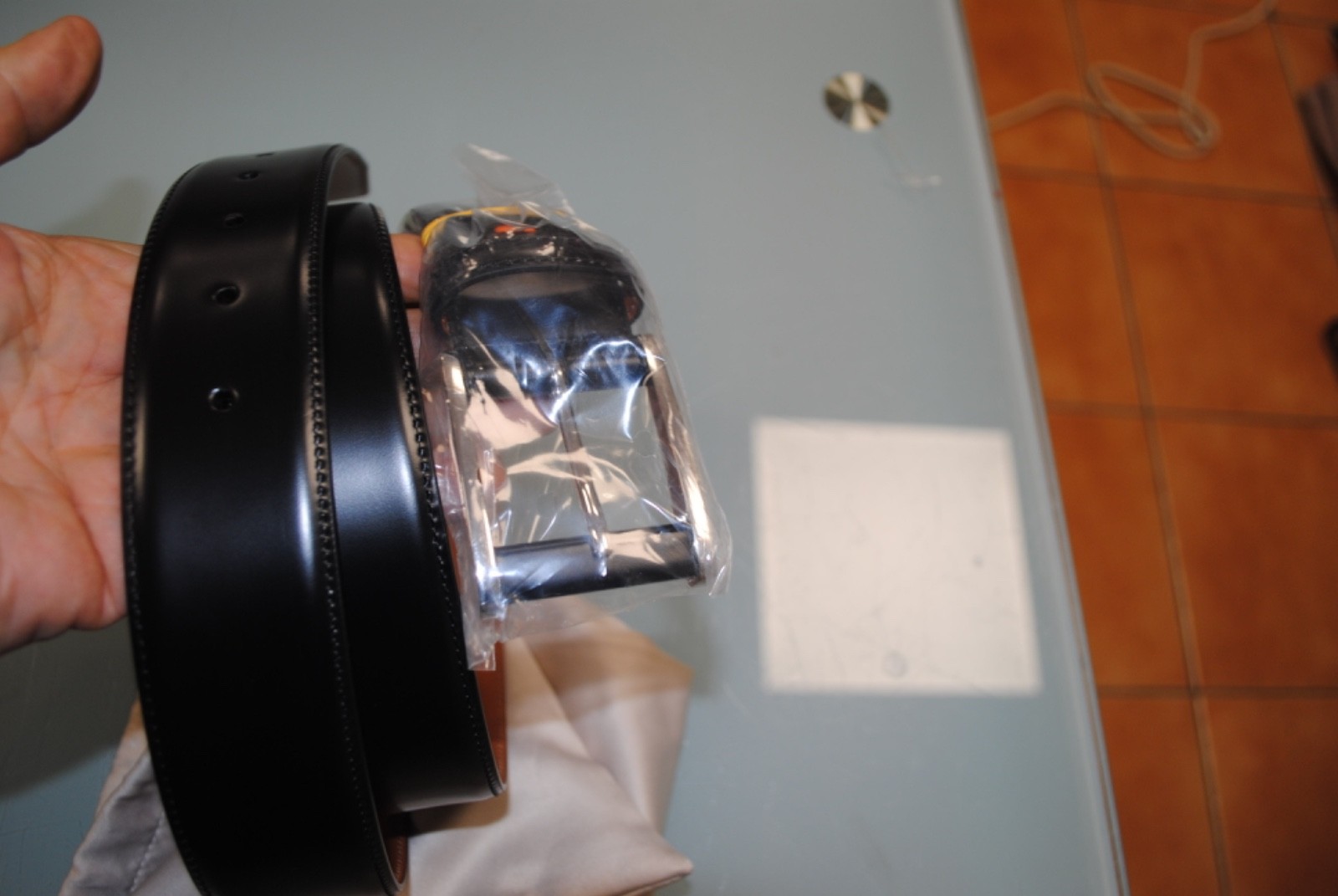 SANTONI LEATHER BELT 240.00 CART. 105 CM NEW 742371298d BLACK LEATHER 4 CM