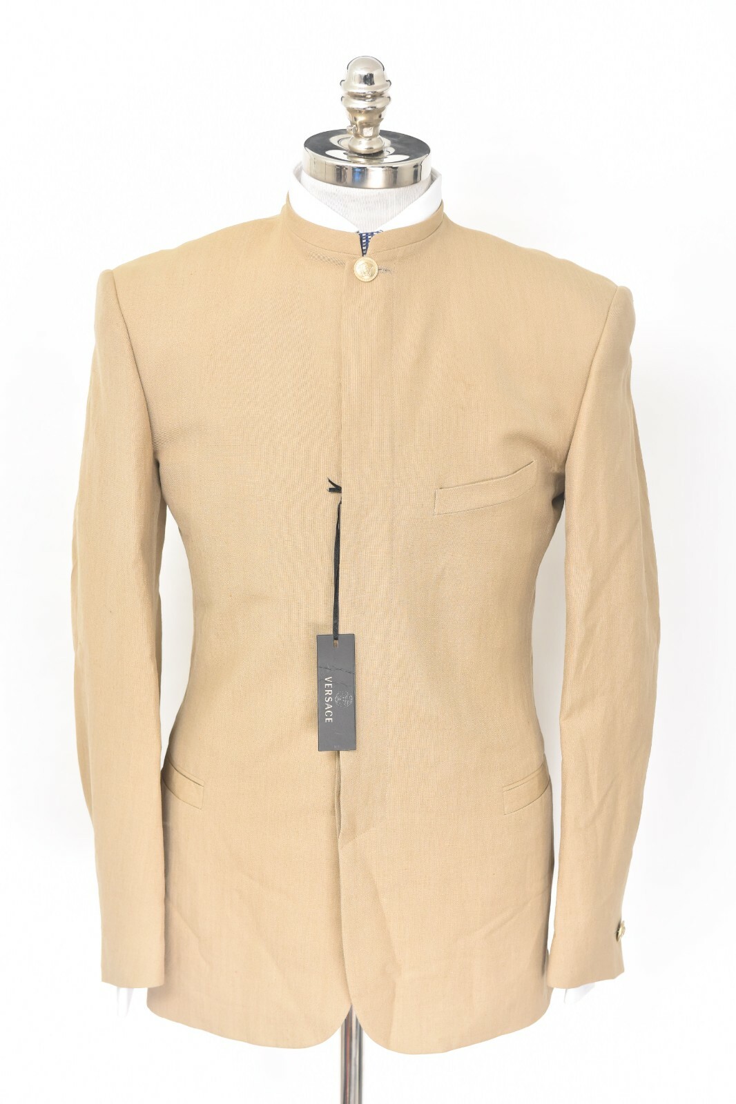 NWT VERSACE Black Label Camel Brown Mock Neck Mandarin Jacket 38 R (EU 48)