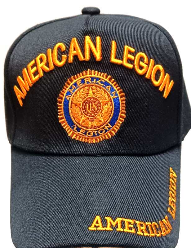 AMERICAN LEGION MILITARY CAP AMERICAN LEGION HAT BLACK WITH INSIGNIA