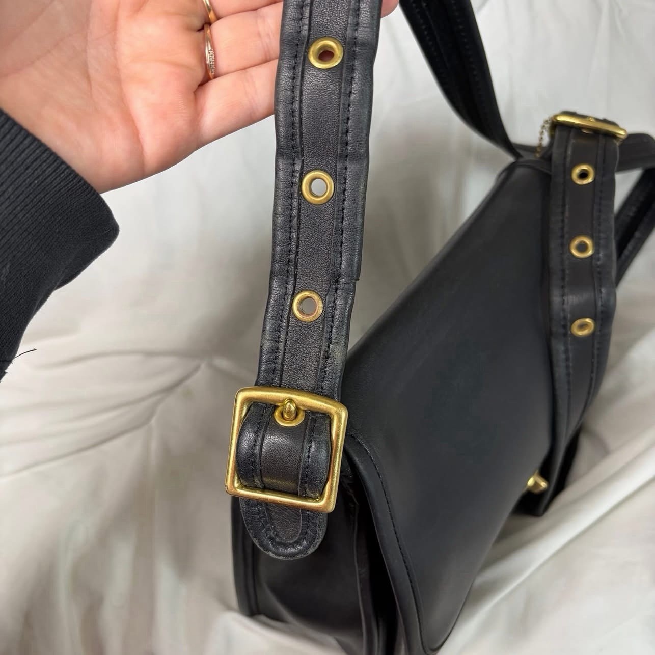 Vintage Coach Rambler’s Legacy Shoulder Bag 9061 in Black Glovetanned Leather