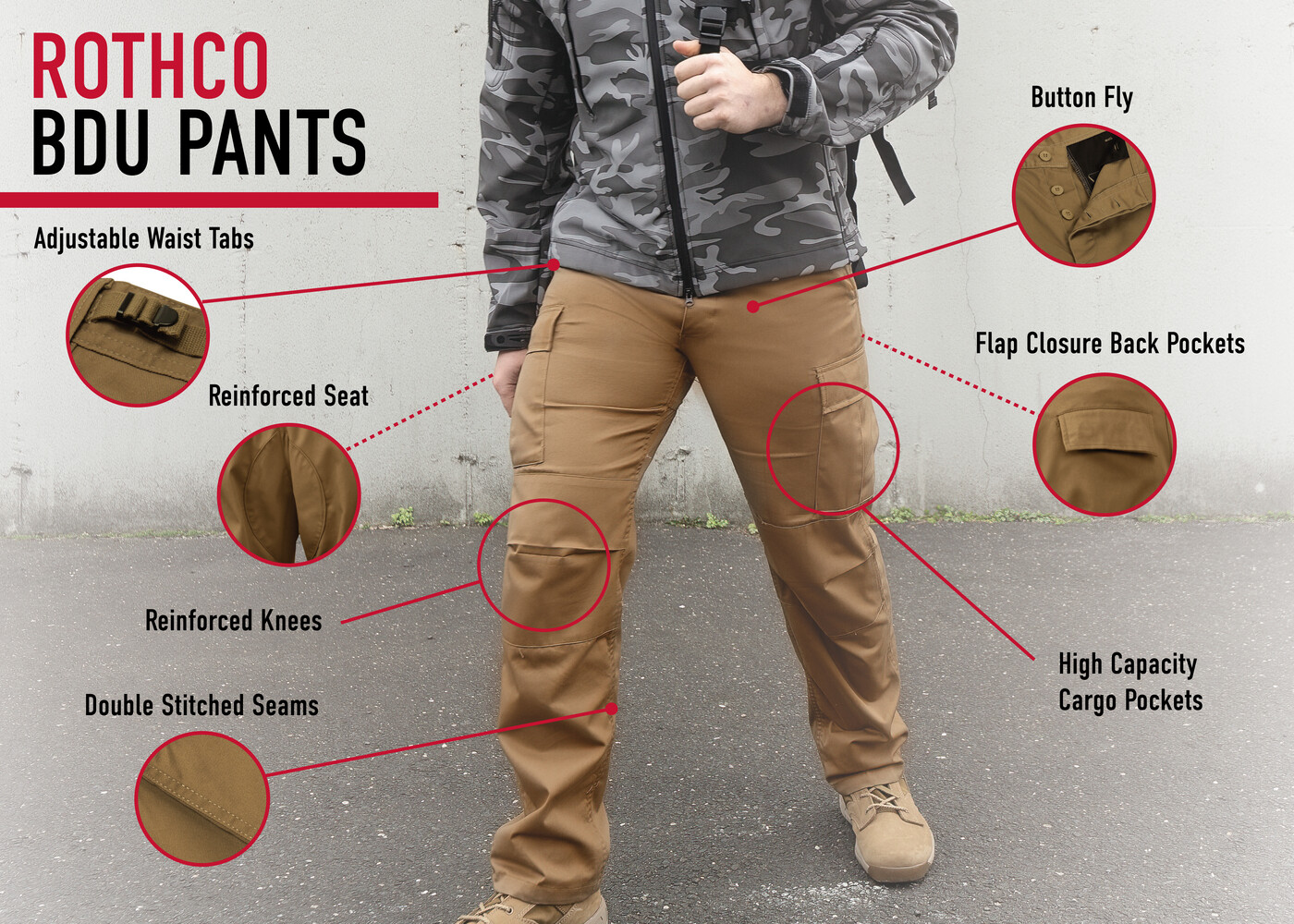 Tactical BDU Pants Camo Cargo Uniform 6 Pocket Camouflage Military Army Fatigues