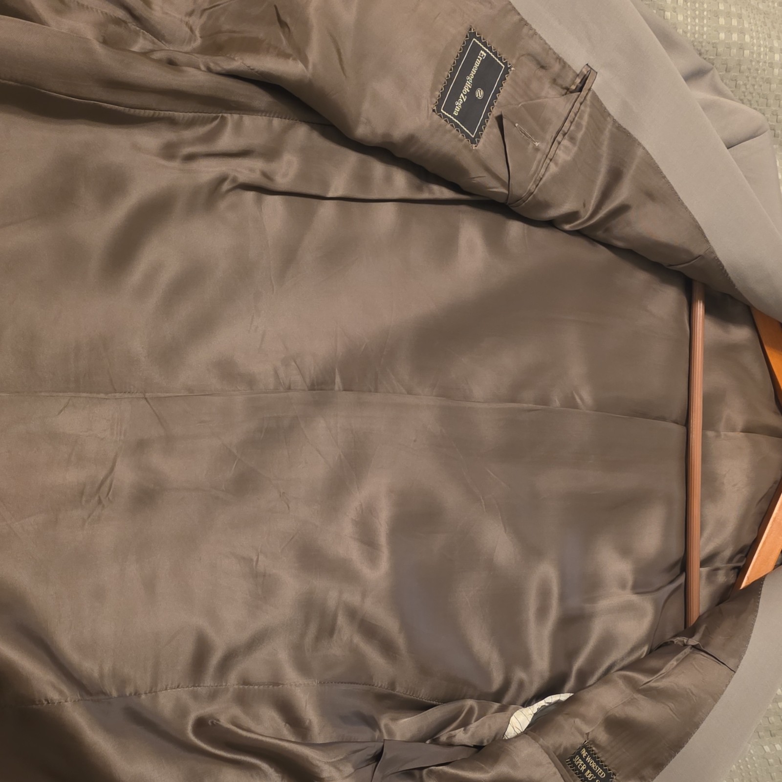 Ermenegildo Zegna Sage/ Light Green Solid Worsted Wool Suit Jacket Super 100’s