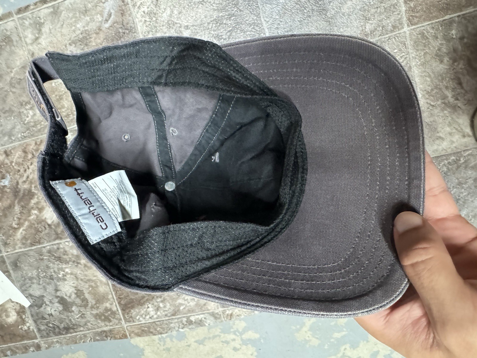 Carhartt Odessa Hat 100141 Faded Black Grey Leather Patch Canvas Strapback Cap