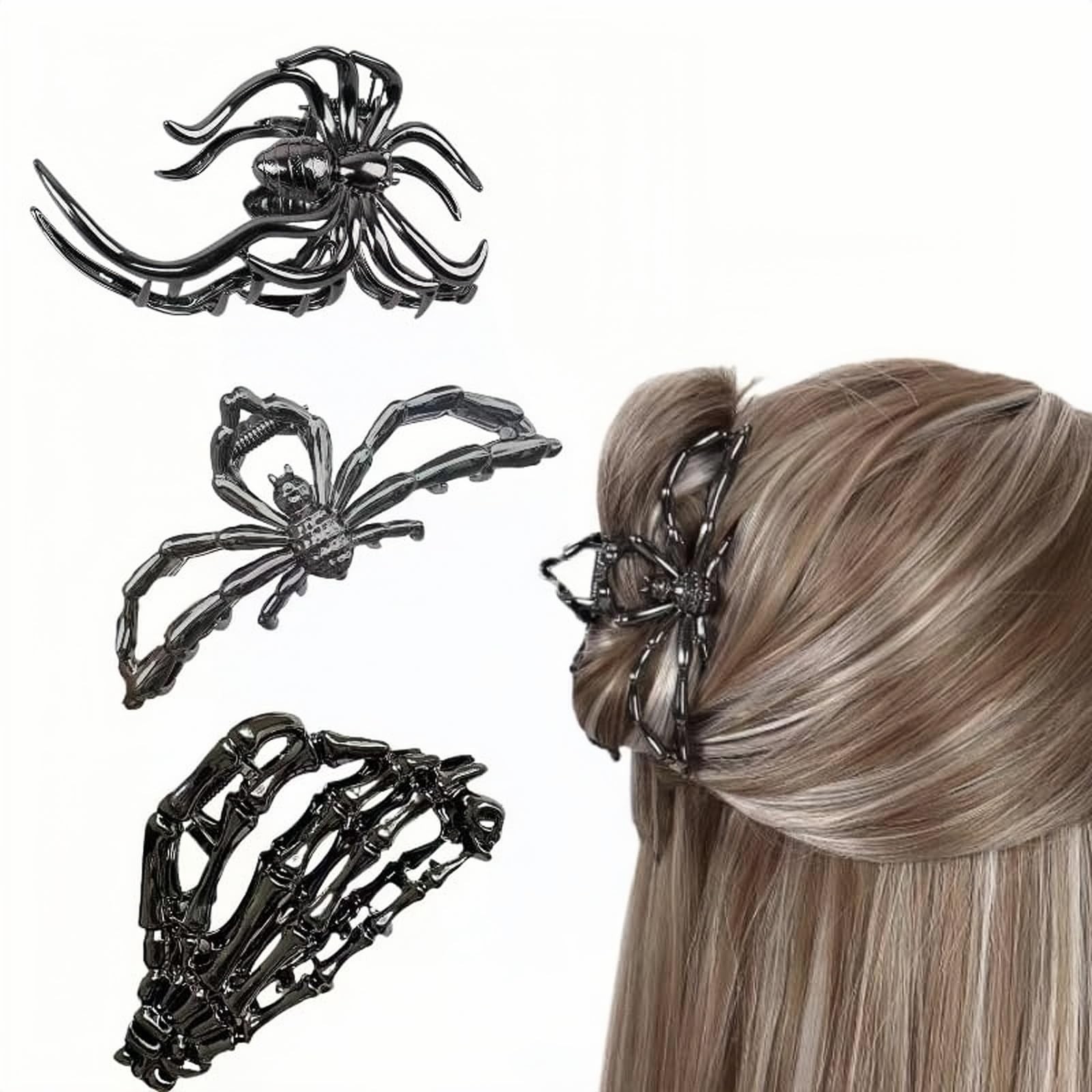 Jiajiubai 3-Pack Gothic Skeleton Hand Hair 1 Count (Pack of 1), black248