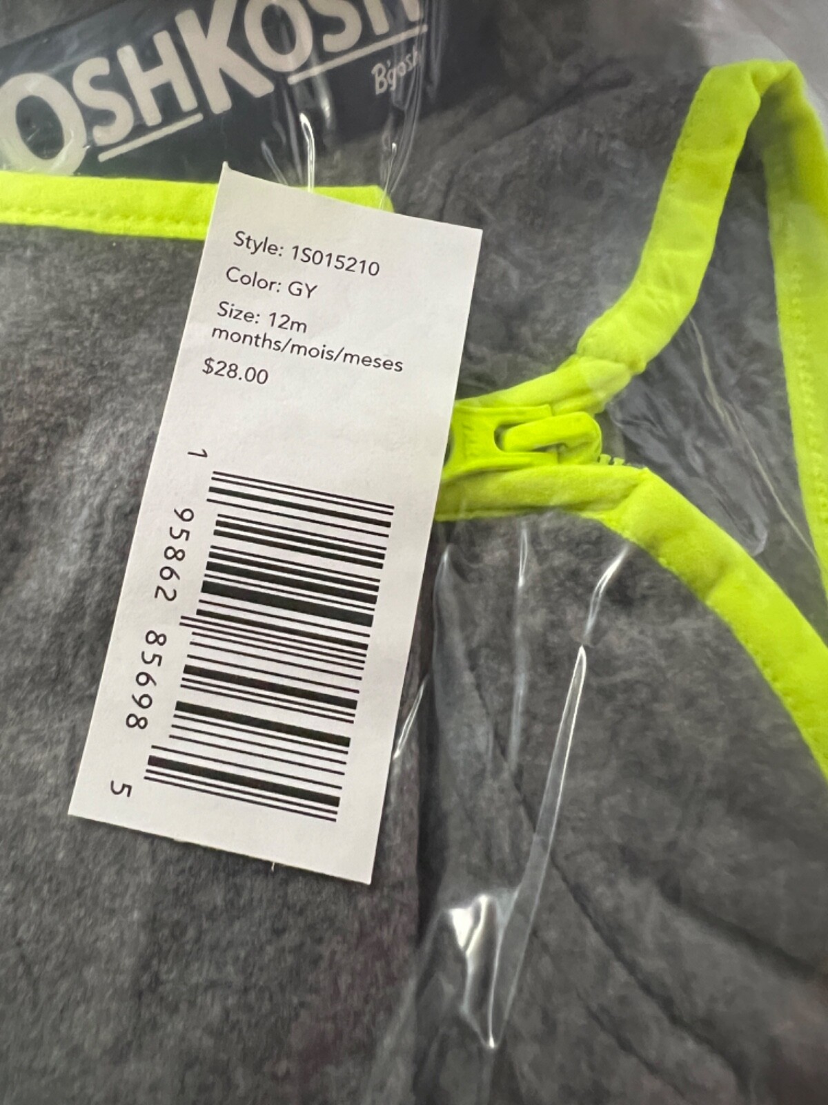 NWT OshKosh Boys Micro fleece 1/4 zip gray top in size 12 months