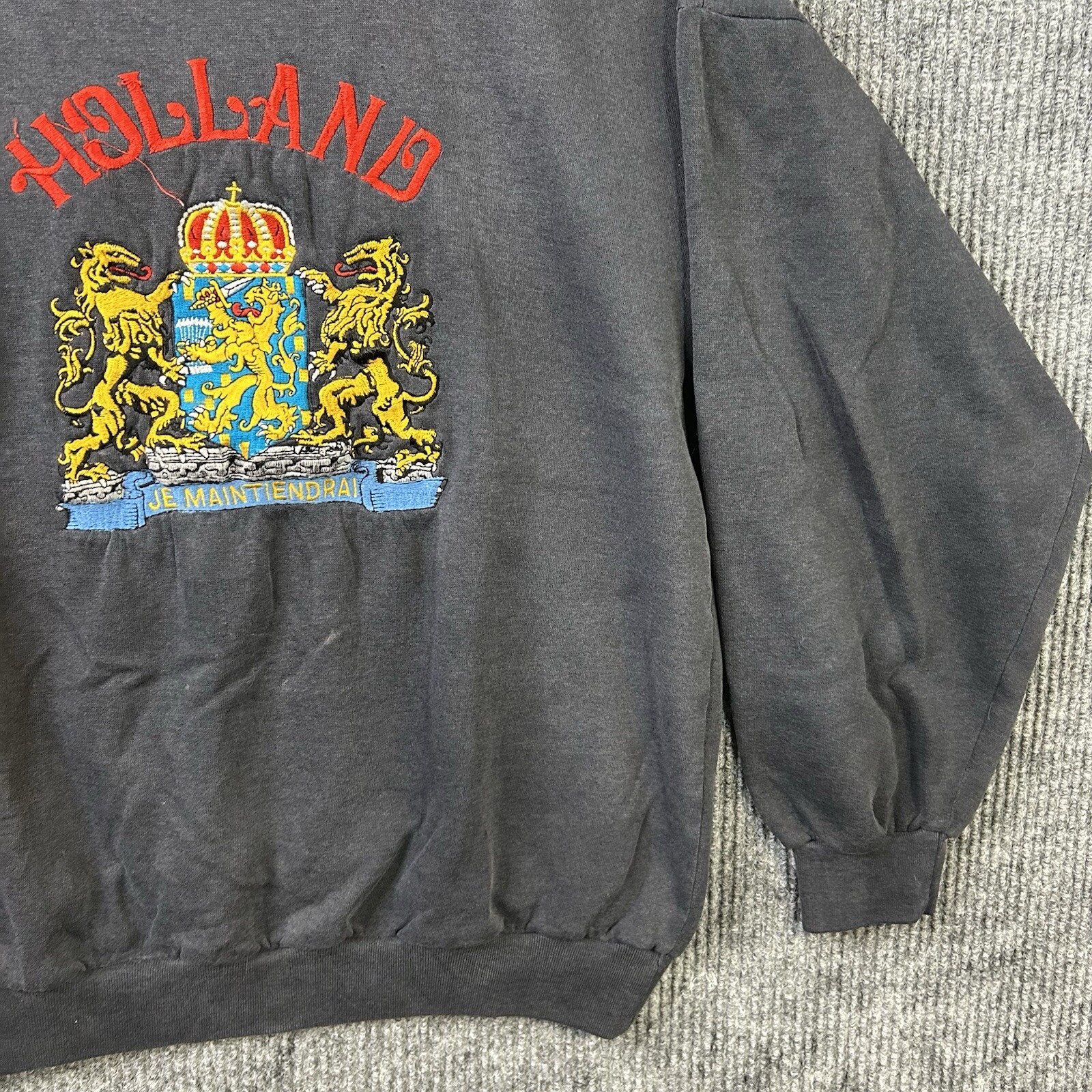 Vintage Holland Sweatshirt Adult Large Embroidered Black