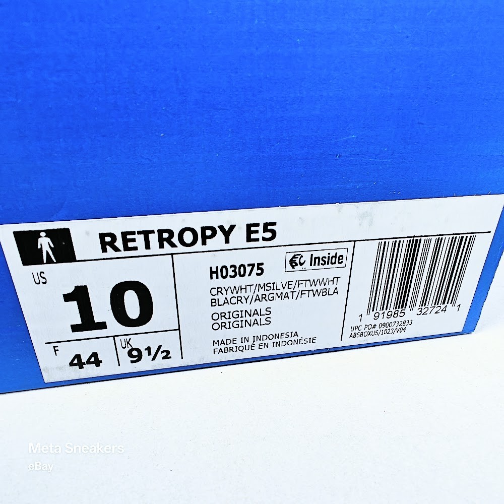 Adidas US 10 Men’s White Silver Gum Boost Retro Runner Retropy E5 H03075 New
