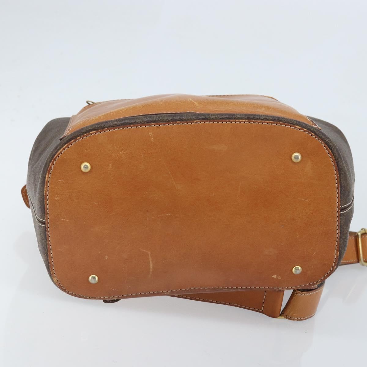 CELINE Macadam Canvas Backpack PVC Leather Brown Gold Auth 169840