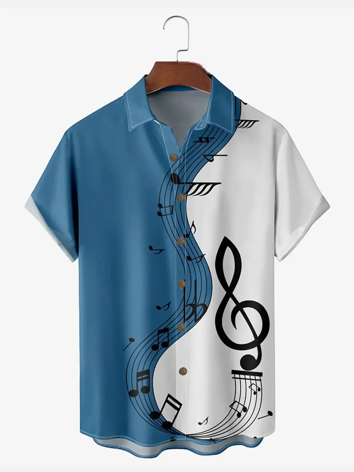 Mens Music Breathable Soft Front Button Short Sleeve Shirt