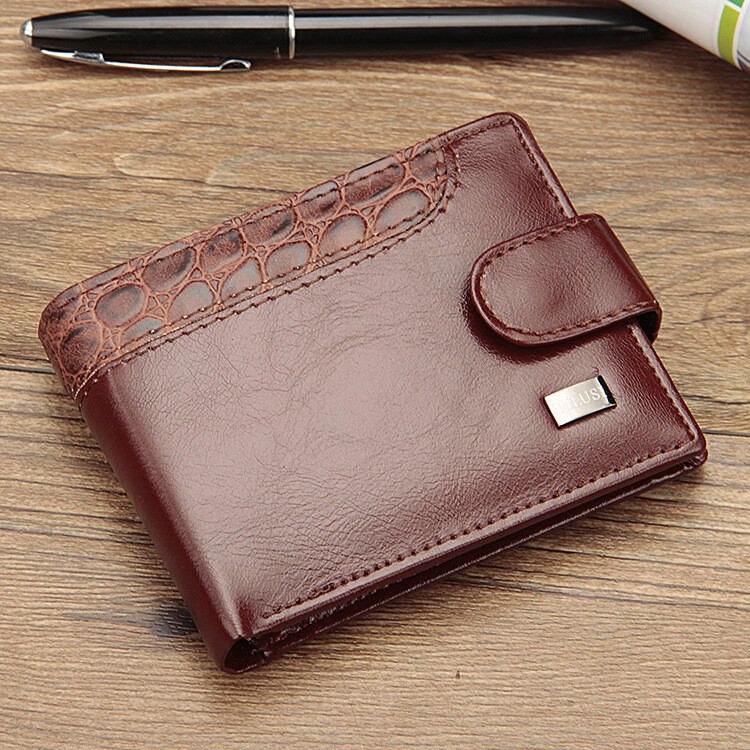 Men’s Leather Bifold Wallet ID Credit Card Holder Money Coin Purse With Hasp US