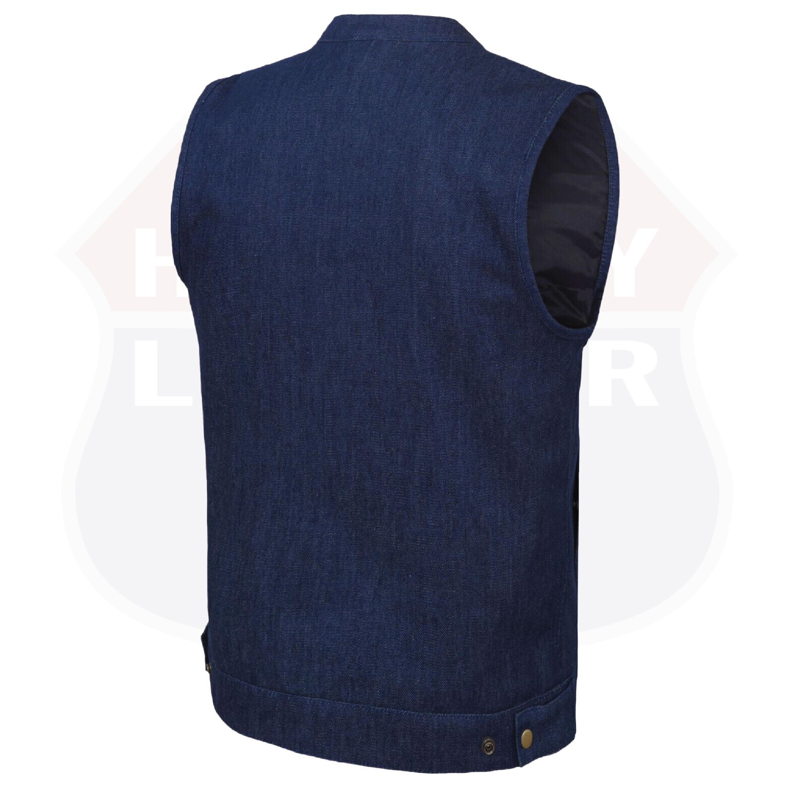 Biker Denim Blue Club Style Anarchy Vest with Conceal Carry Gun Pocket HL21689BL