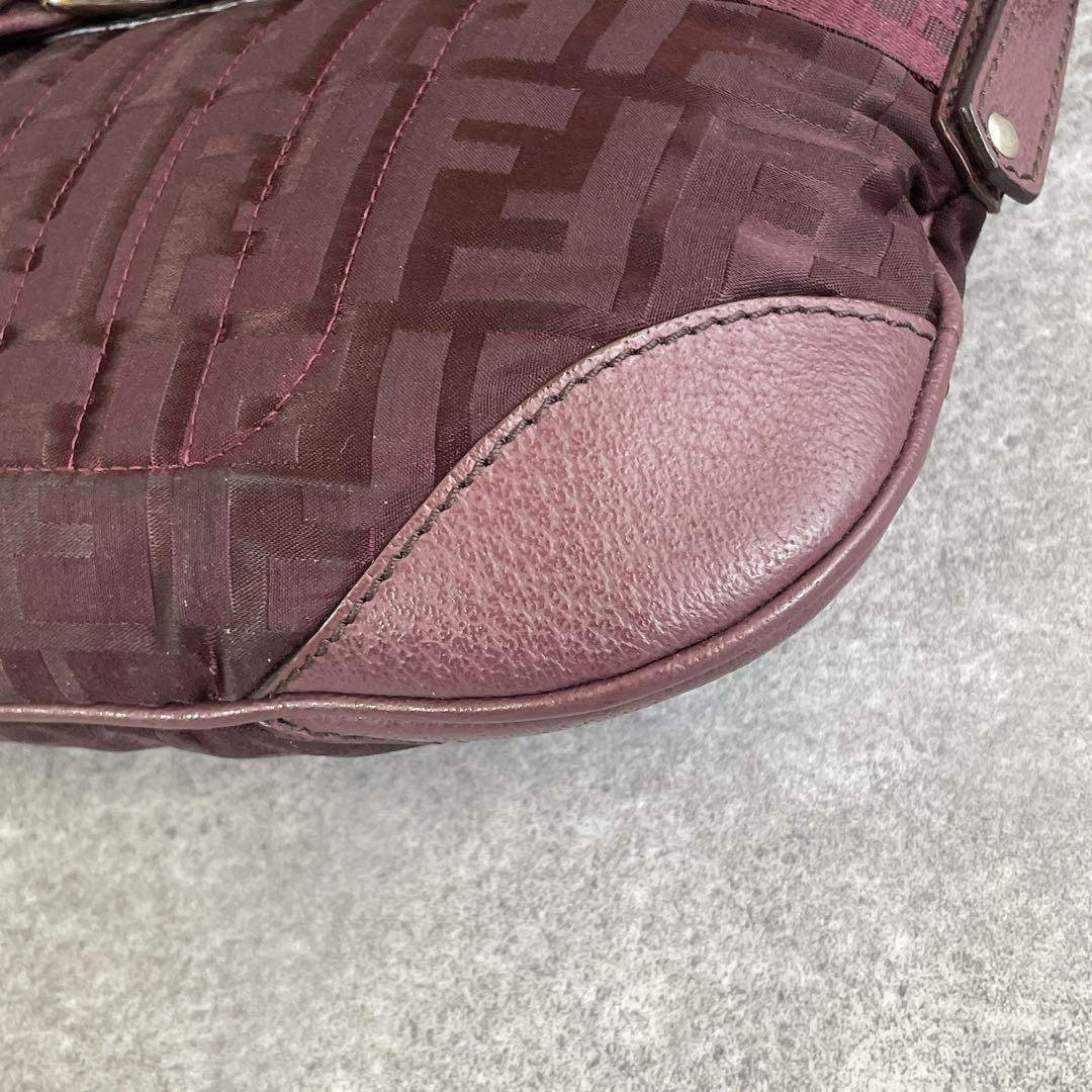FENDI Zucca Mamma Bucket Shoulder Handbag Bordeaux Size: W:11.4 × H: 6.5 in.