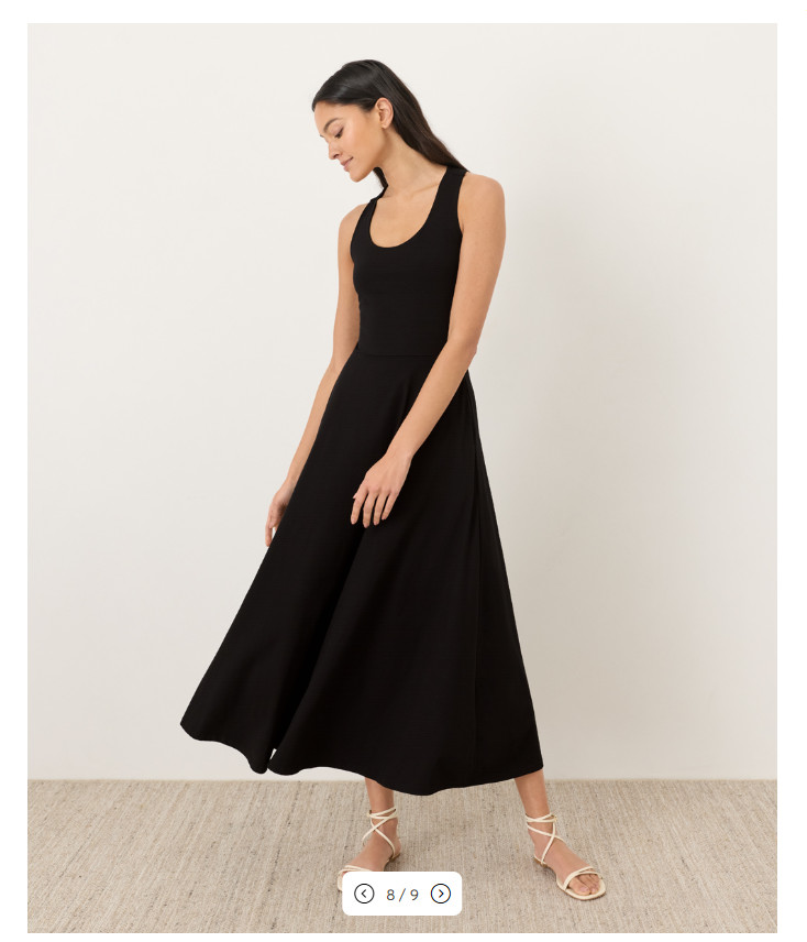 PACT Organic Fit & Flare Open Back Maxi Dress Black