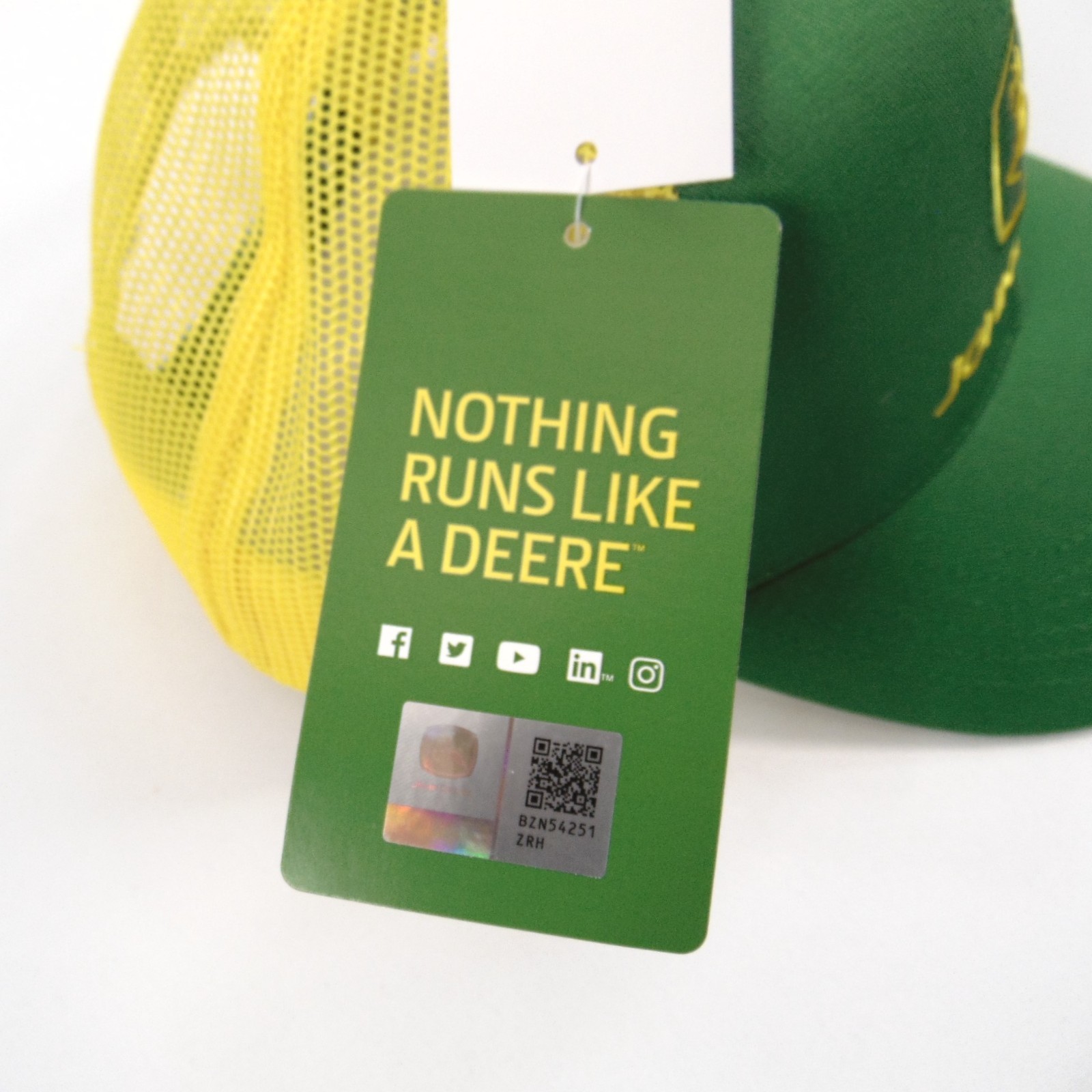 John Deere Trucker Hat Green Yellow Mesh Snapback Adjustable Embroidered Cap New