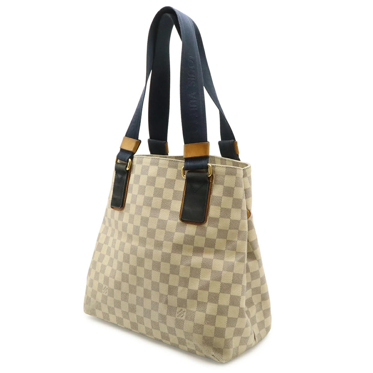 Louis Vuitton Damier Azur N41179 Tote Check Canvas Ivory Unisex Bag #BLB2062