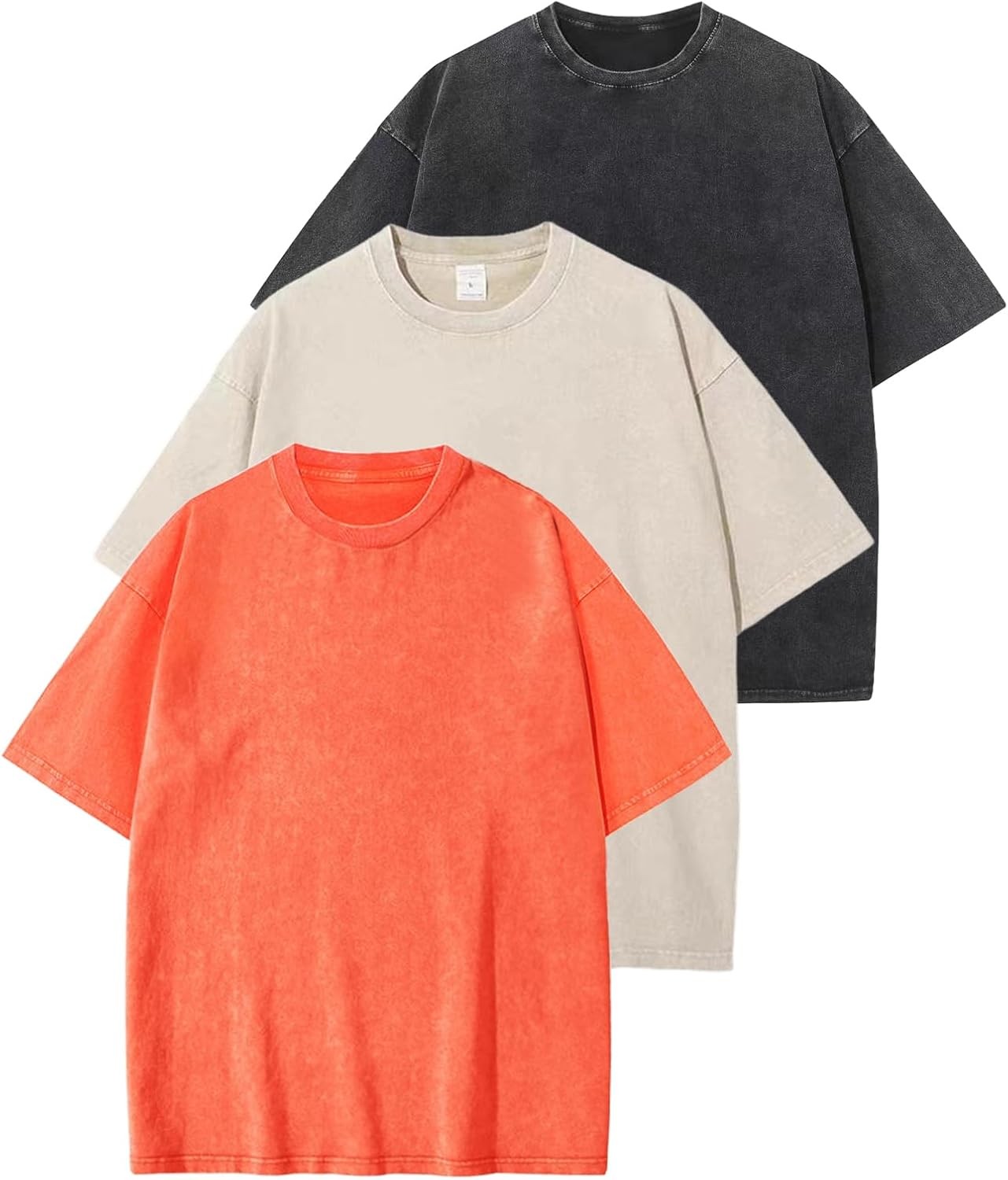 3 Pack Men’s Oversized Vintage T-Shirts – Loose Fit Casual Short Sleeve Tops