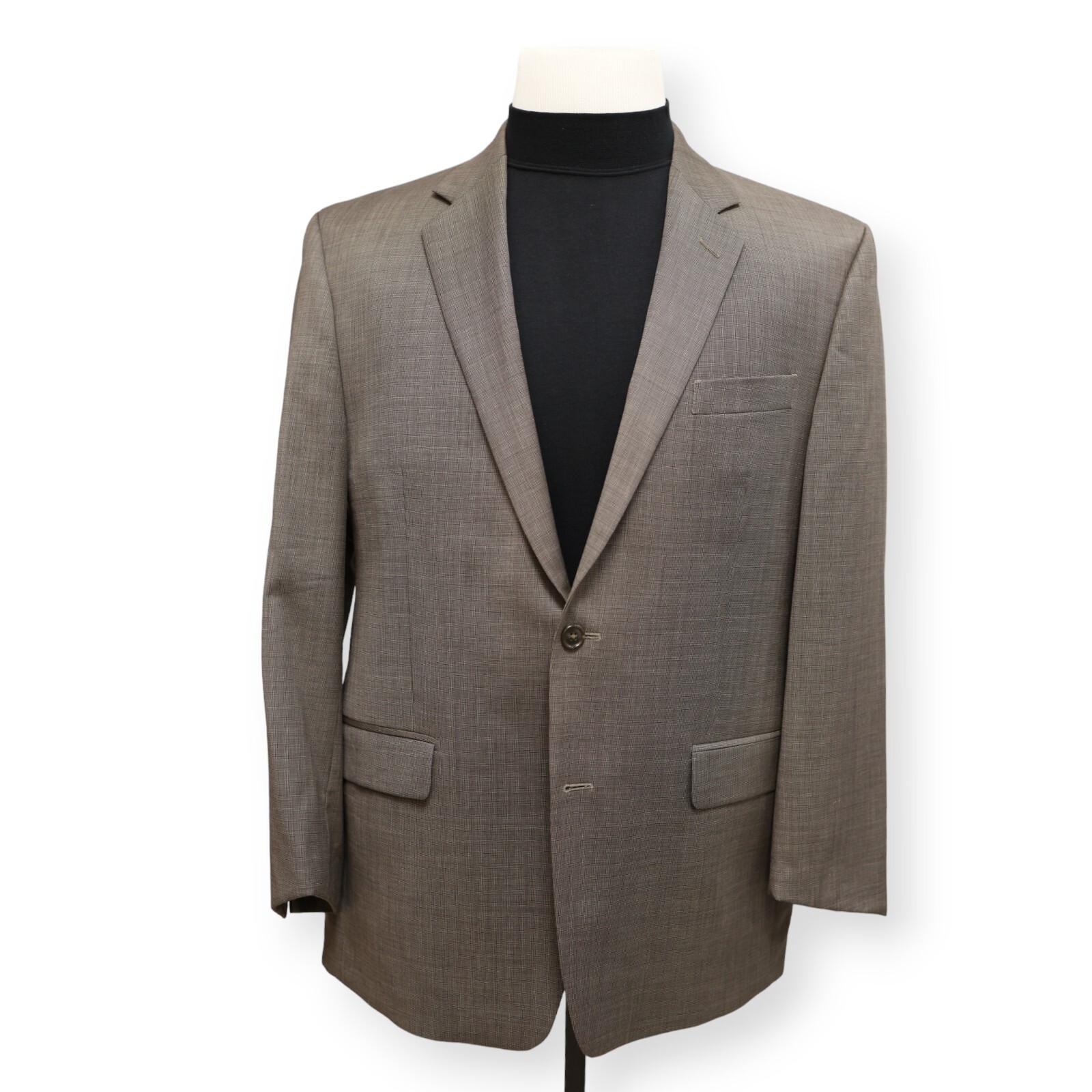 CALVIN KLEIN mens brown nailhead 100% WOOL sport coat suit jacket blazer 42 R