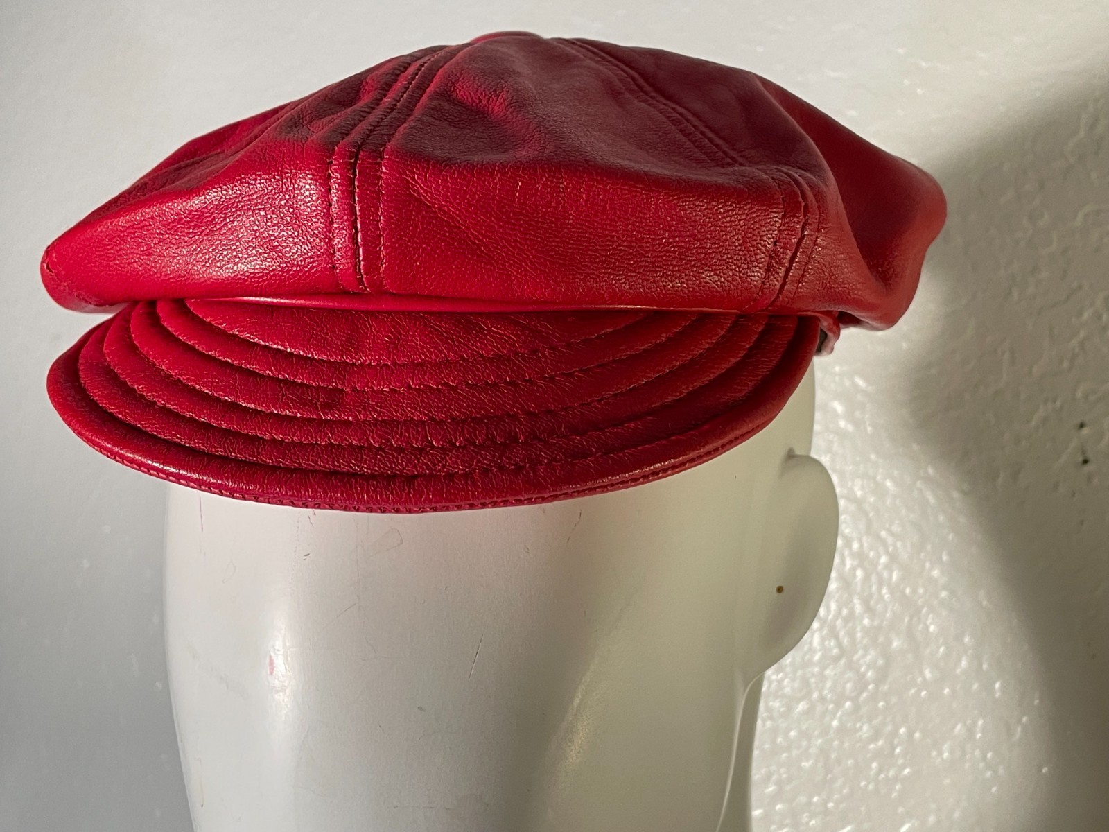 Scala Collection Newsboy Nappa LambSkin Leather Red Cap -New With Tags- One Size