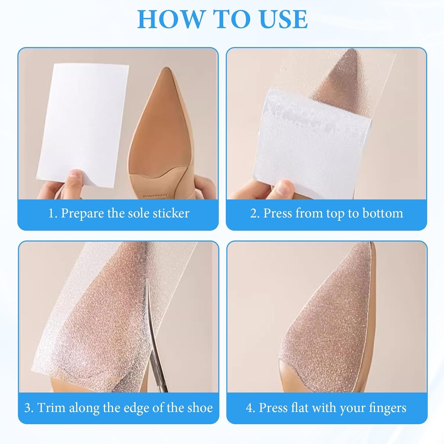 6pcs Clear Shoe Sole Protectors Anti-Slip Invisible Heel Guards for Sneaker/Heel