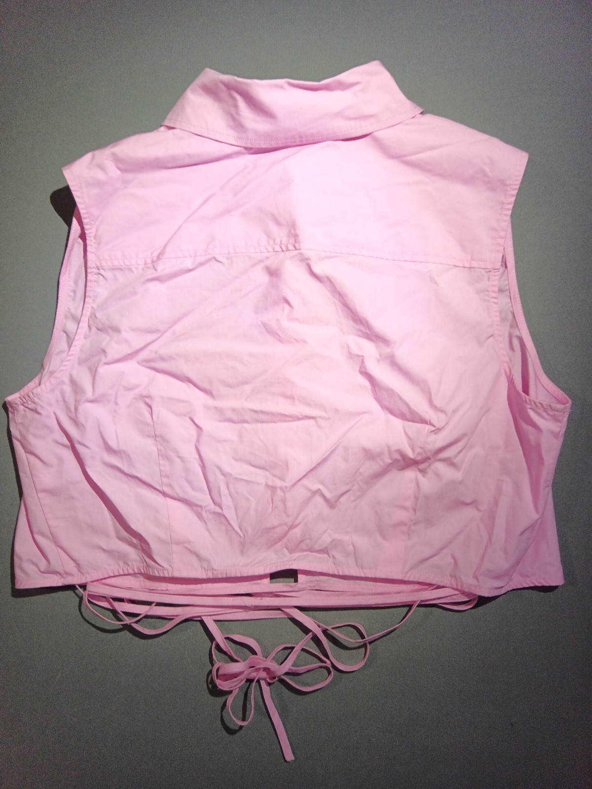 Future Collective Pink Solid Woven Cotton Collared Button Up Women’s XXL